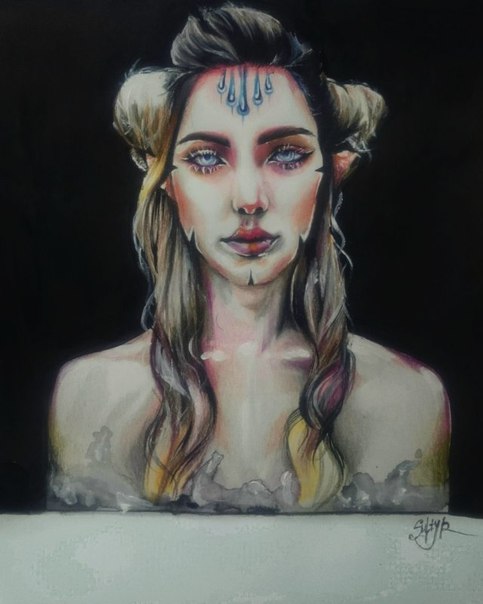 #цветные_карандаши #акварель #линер #Султанова_Руслана