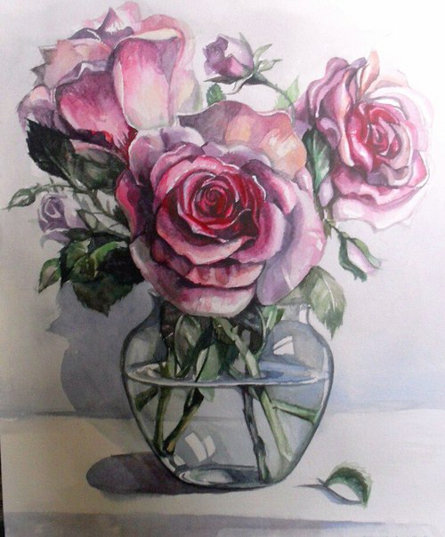 #акварель #розы_А2 #эльвира_мирсалихова