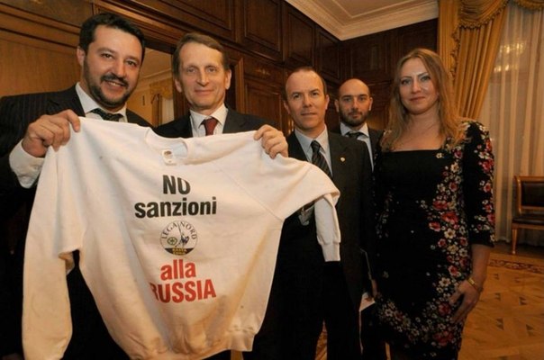 Новый министр внутренних дел Италии Маттео Сальвини и Директор Службы внешней разведки РФ Сергей Нарышкин