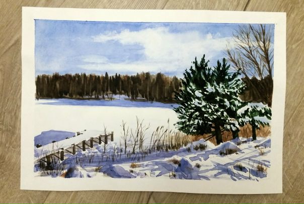 #зимние_этюды #акварель #Алексей_Пичугин