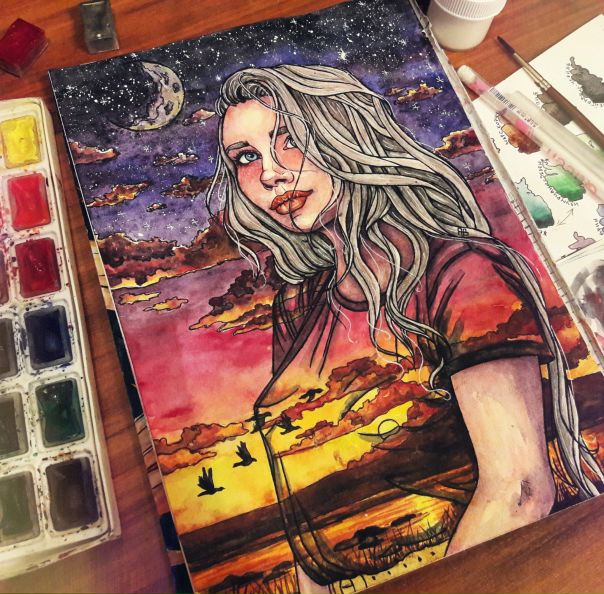 Акварельные арты и процессы их выполнения)